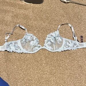 Victoria's Secret Light Blue Floral Lace Bra